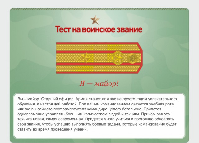 Какое у вас звание? Тест от министерства обороны)