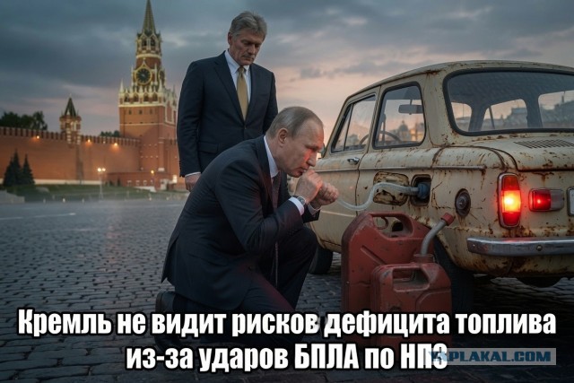 Кремль не видит рисков дефицита топлива из-за ударов БПЛА по НПЗ