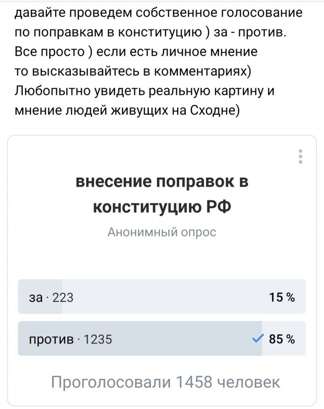 В Нижнем Новгороде в одной из групп поставили опрос по голосованию.