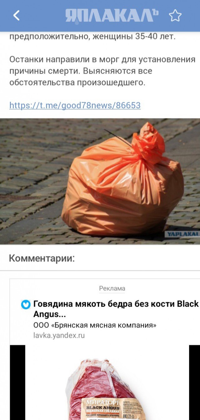 Туловище и голову человека нашли в двух пакетах в поле в Шушарах