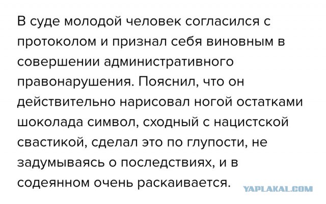 Свердловчанин оштрафован за свастику, нарисованную на асфальте предположительно шоколадом