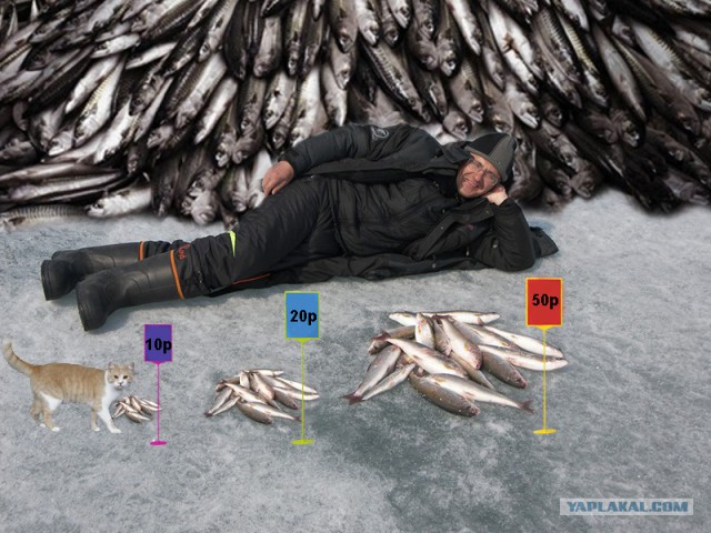 Фотожаба - Мужик на зимней рыбалке