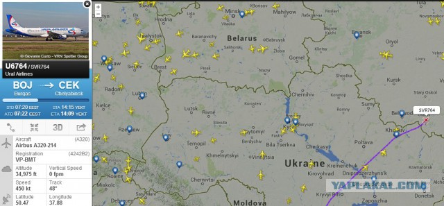 Самолеты облетают Украину