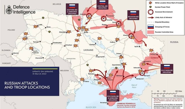Две карты Украины от 19 марта 22 года