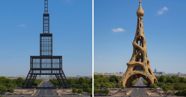 Как бы выглядела Эйфелева башня, будь она спроектирована другими известными архитекторами