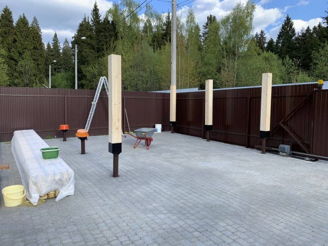 Навес для авто из бруса своими руками