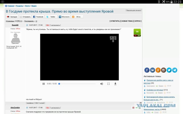 В Госдуме протекла крыша. Прямо во время выступления Яровой