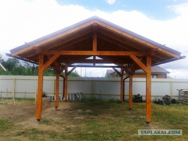 Навес для авто из бруса своими руками