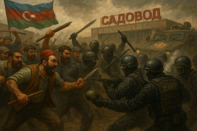 UPD: Фейк: Над рынком «Садовод» в Москве поднят флаг Азербайджана
