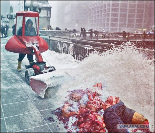 Человек и снегоход!