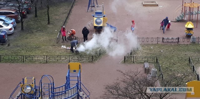 Петербуржцы устроили пикник прямо на детской площадке