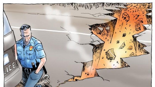 Протесты и погромы в США в зарубежной карикатуре