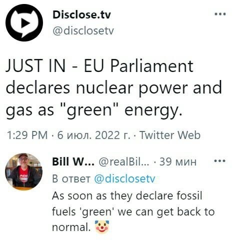 Европарламент объявил АЭС и газ «зелёными» источниками энергии