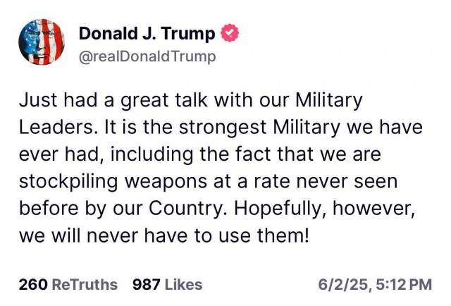 Трамп написал очередной пост