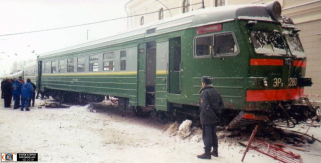 Столкновение электропоездов в депо Лобня.
