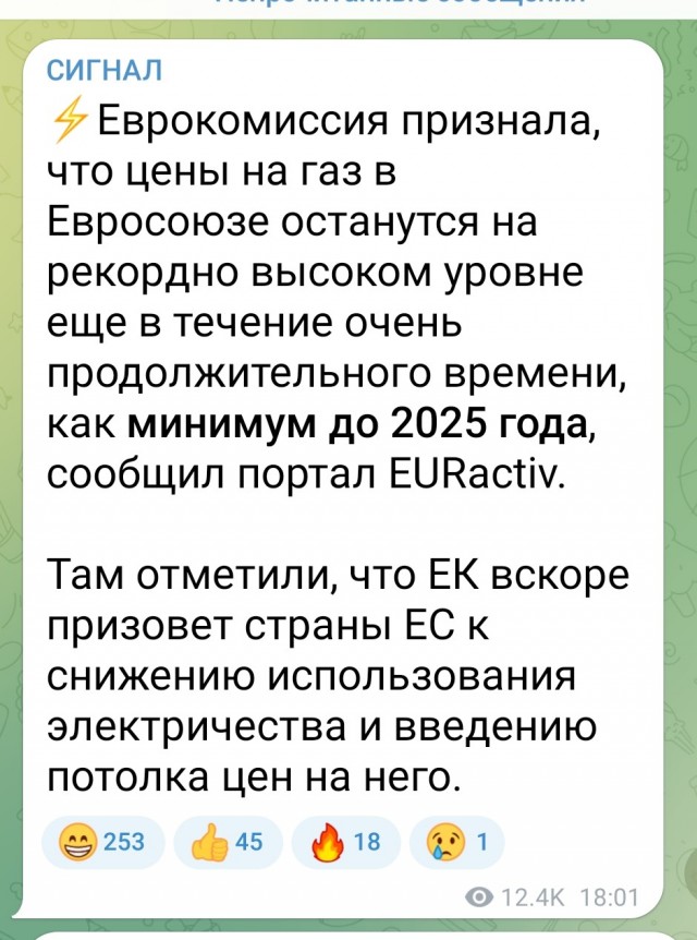 Глава Еврокомиссии заявила, что пришло время ввести потолок цен на российский газ в ЕС