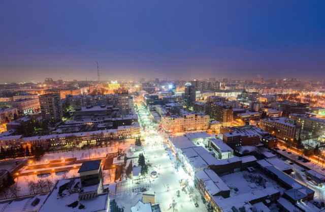 Зимний Челябинск с высоты птичьего полета