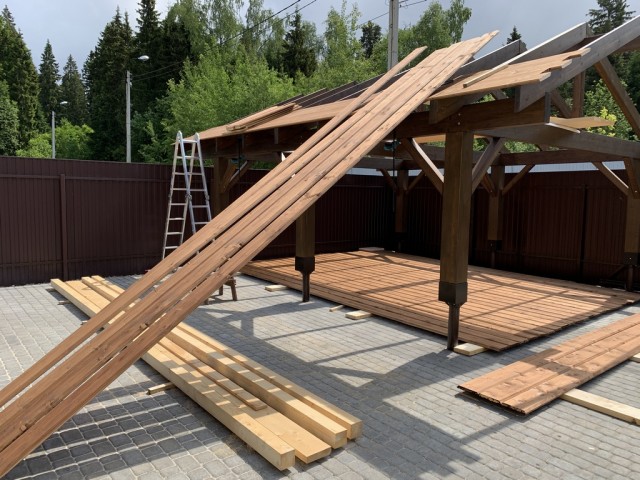 Навес для авто из бруса своими руками