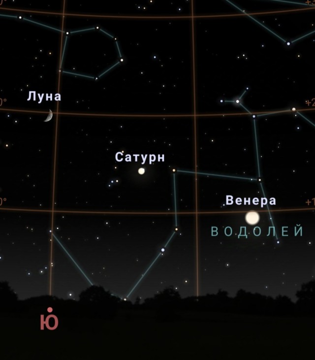 Луна, Венера, Юпитер и самолет