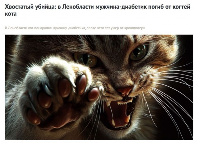 Кот нанес смертельную рану мужчине в Ленобласти
