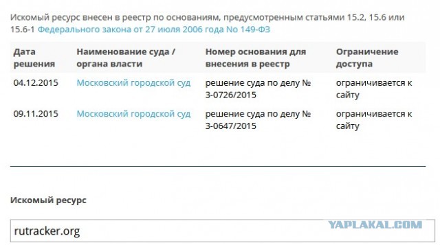 Теперь официально заработал рутрекер