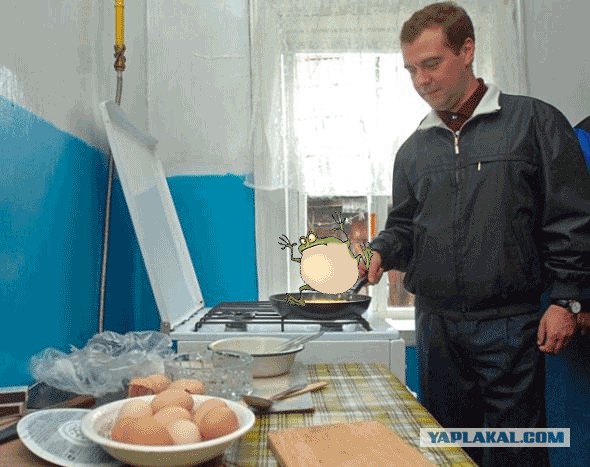 Фотожаба: Медведев жарит яишницу