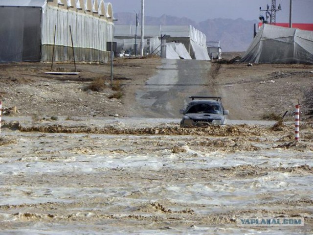 Зимние трассы в Израиле: джипы уносит водой