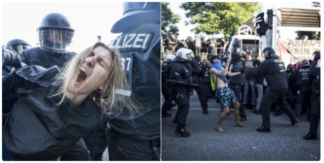 Беспорядки в первый день саммита G20 в Гамбурге