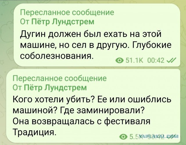 В Подмосковье взорвали дочку известного общественного деятеля Александра Дугина