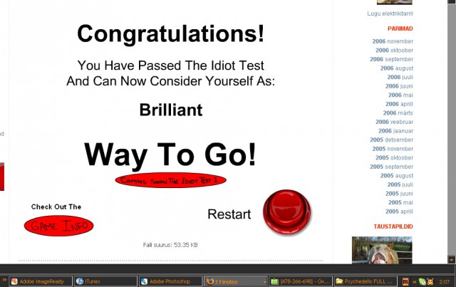 The Idiot Test, 3 части