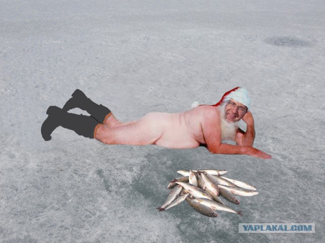 Фотожаба - Мужик на зимней рыбалке