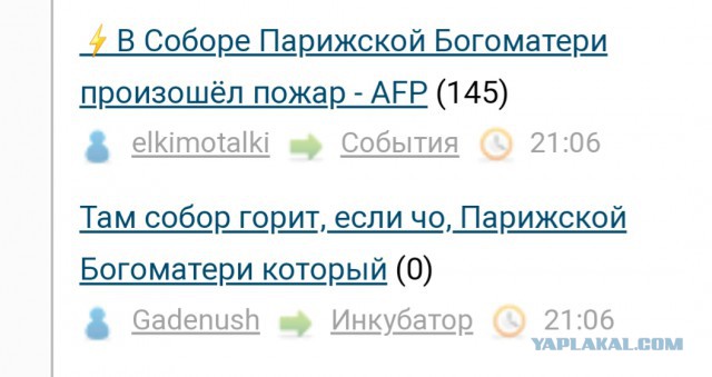 ⚡️В Соборе Парижской Богоматери произошёл пожар - AFP