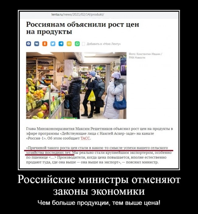 Россиян предложили наказывать за фейки о росте цен на продукты: "Рост цен - это фейк!" (с)