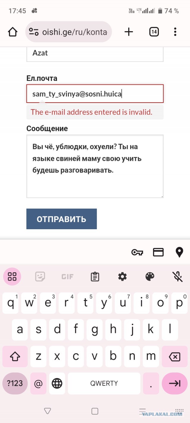 Грузинский суши-бар Oishi-Sushi назвал всех русских свиньями
