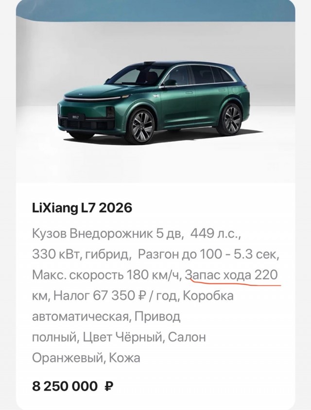 В России падают продажи автомобилей китайского премиум-бренда Lixiang