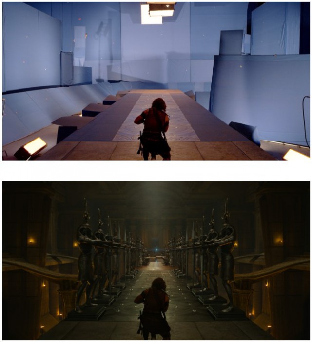 Кадры из фильма "Боги Египта" - до и после обработки