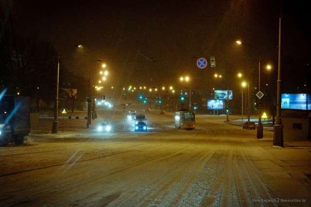 Первая снежная ночь в Минске