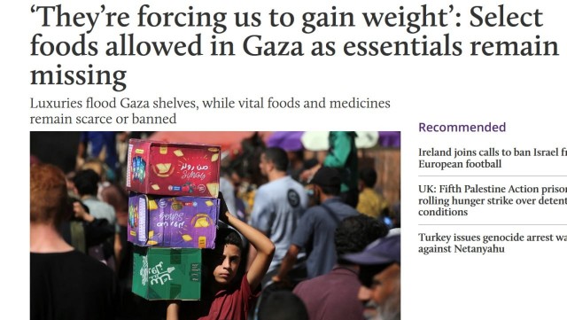 "геноцид от ожирения" - новая опасность для жителей Газы