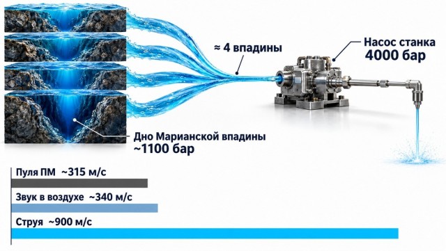 Как струя воды разрезает сталь и что в эту воду добавляют