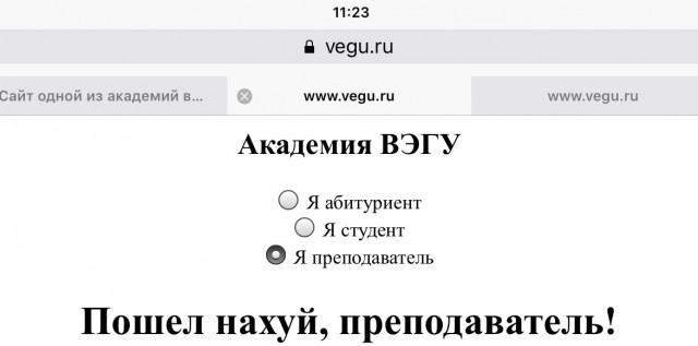 Сайт одной из академий в Уфе шлёт всех на **й