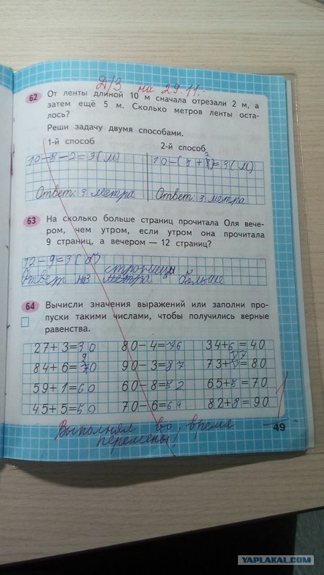 Учитель поставил кол за правильно выполненную домашнюю работу