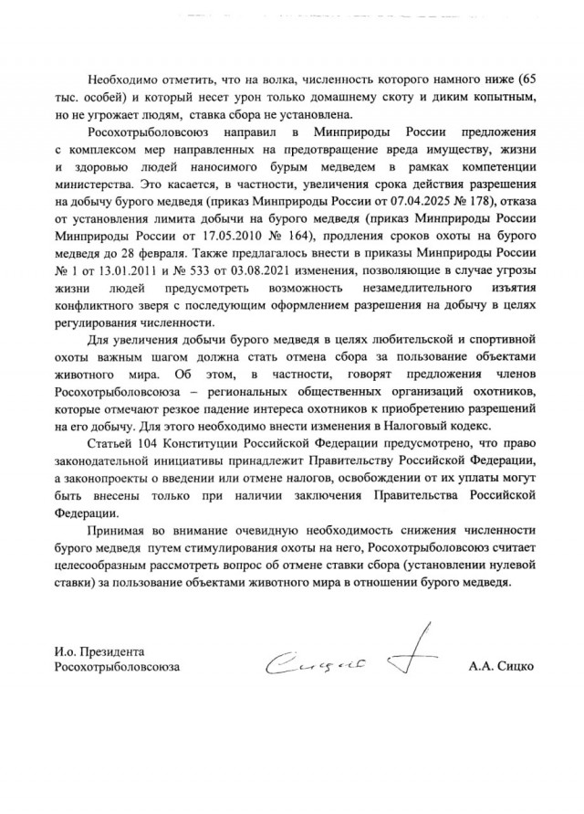 Российские охотники просят Мишустина отменить сбор за добычу медведя