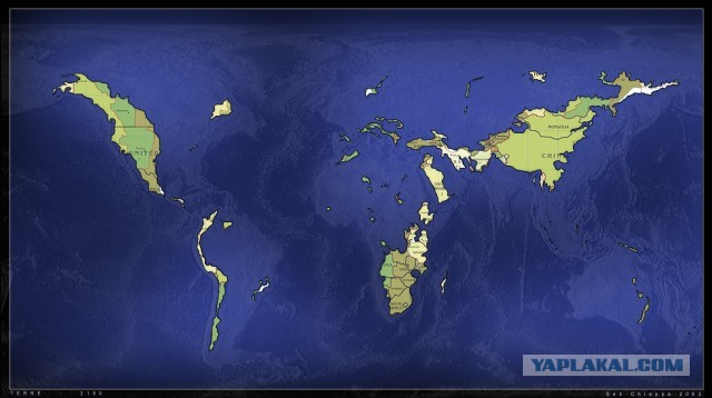 Как будет выглядеть карта мира, если уровень воды поднимется и опустится на 1000 метров