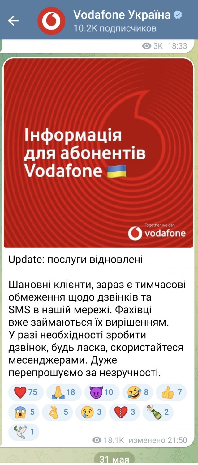 Вчера на Украине массово отключилась мобильная связь