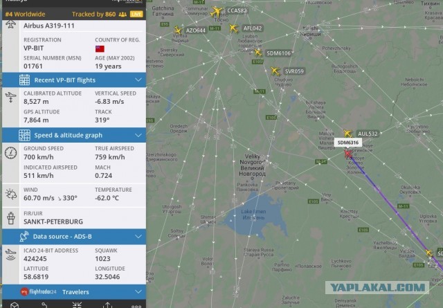Пассажирский Boeing 737 рейсом Саратов - Москва подал сигнал тревоги и начал снижение