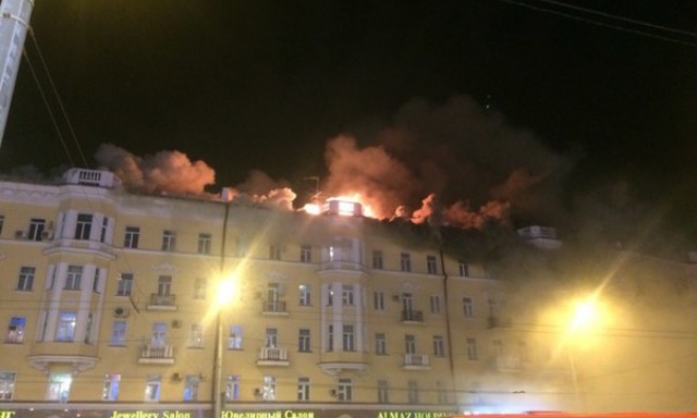 Пожар в восьмиэтажном жилом доме в Краснодаре