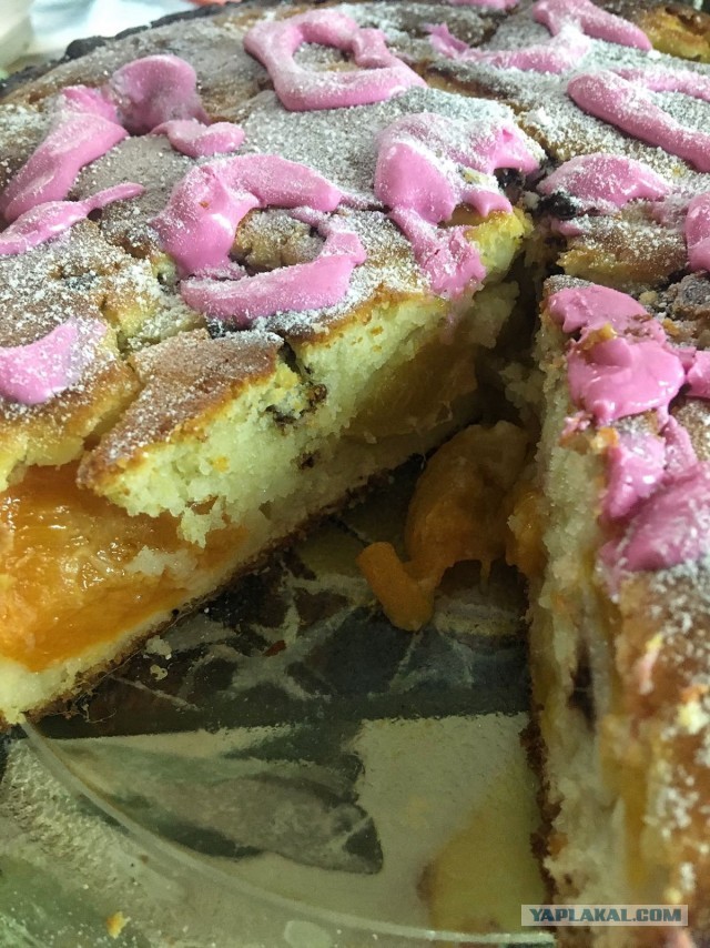 Быстро-вкусно: пирог на сметане с персиками