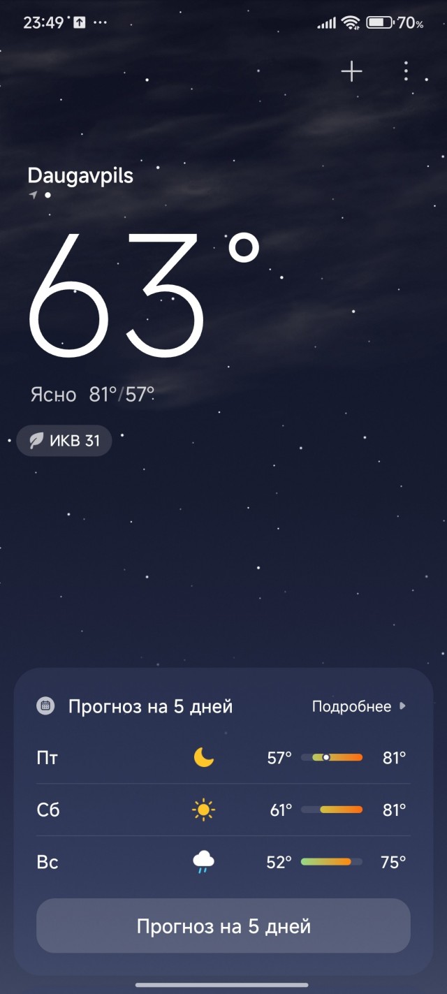 А у нас завтра 70°
