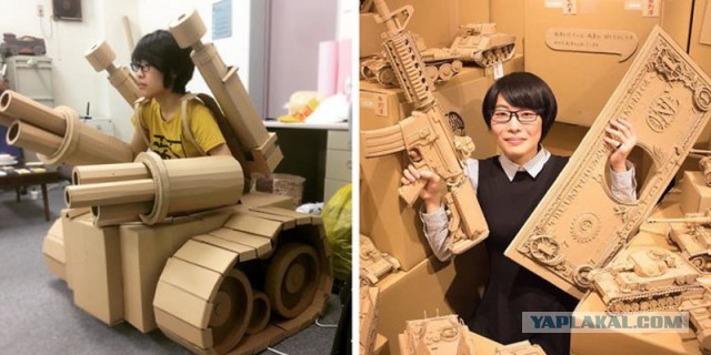 Эта девушка превращает старые картонные коробки в танки, еду и другие невероятные скульптуры