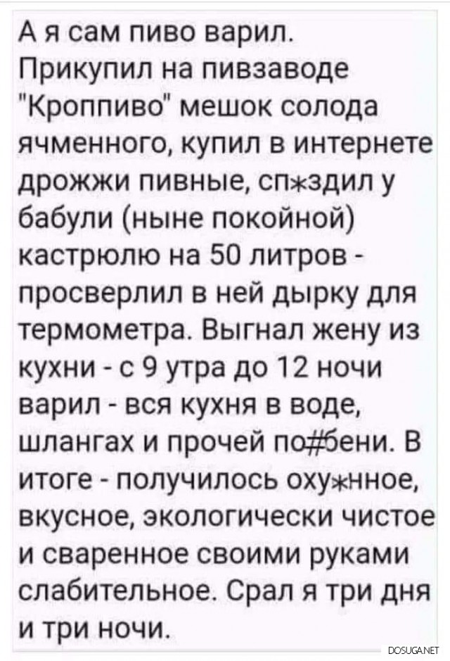 А не сварить ли нам пивка!